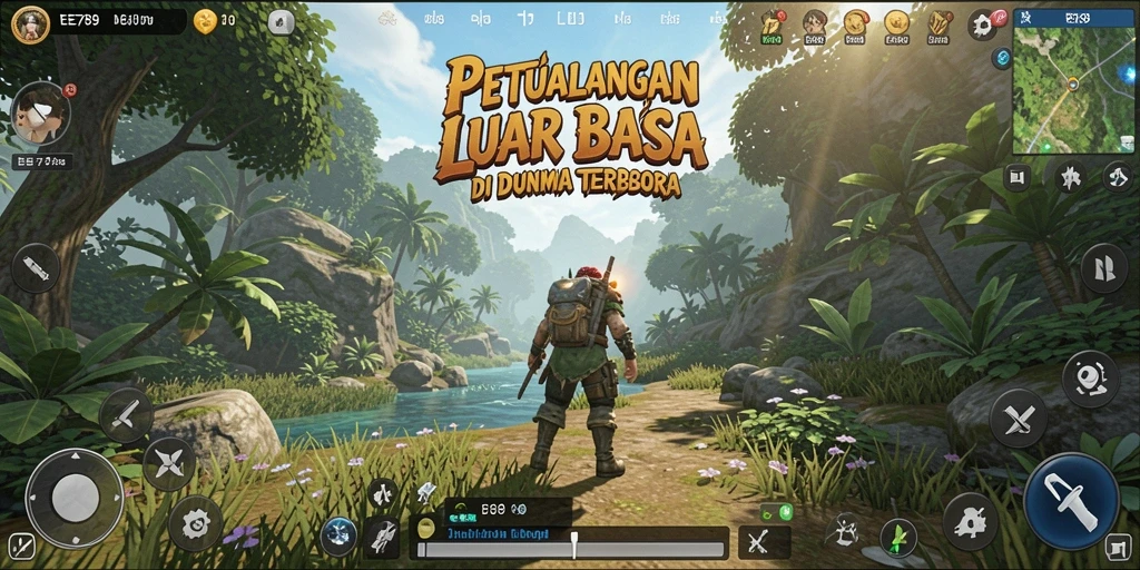 Tampilan gameplay menunjukkan petualangan seru di dunia terbuka.