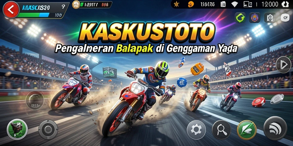 Screenshot utama KASKUSTOTO dengan aksi balapan yang seru dan menegangkan.