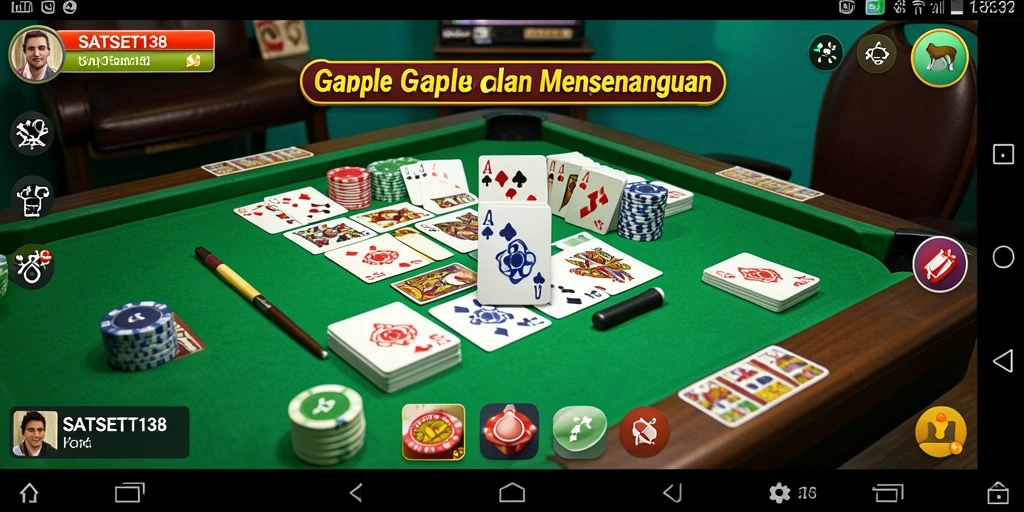 Screenshot utama SATSET138 yang menunjukkan gameplay Gaple yang seru.